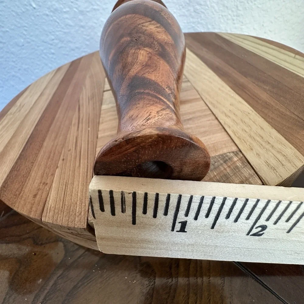 VTG Artisan Crafted Handmade Banded Wood Grain Vase 5.875 Inch Signed MCM Smooth